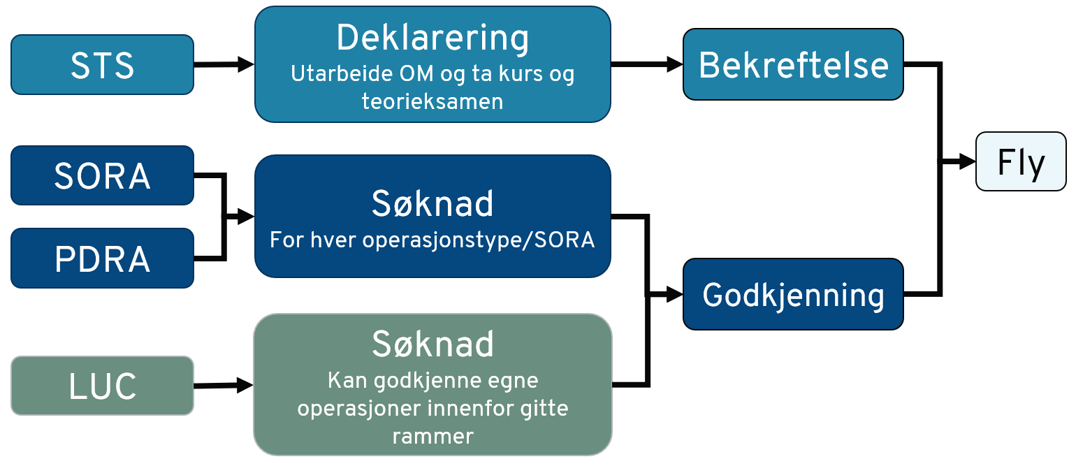 Oversiktsfigur over hvordan en kan få tillatelse i spesifikk kategori